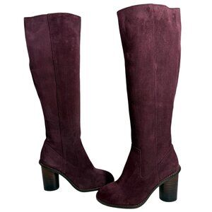 COACH Purple Suede Knee-High Boots Block Heels Side Zippers - Womens Size 5B